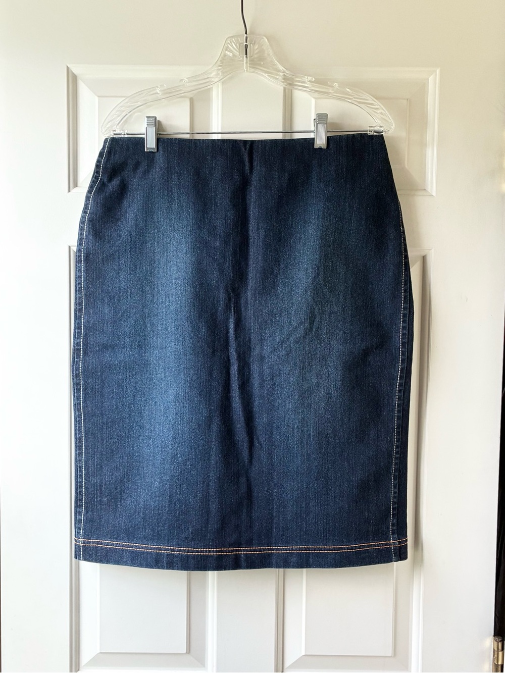Sigrid Olsen Classic Denim Pencil Skirt Dark Wash Blue Size 8 NWOT